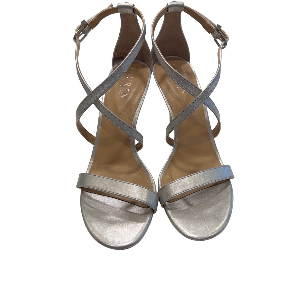 Coach Strappy High Heel Sandals Silver Sz 8.5 B EUC